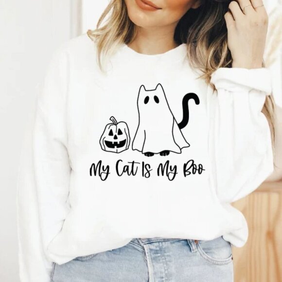 My Cat is my Boo NEW halloween crewneck sweatshirt - Picture 1 of 1